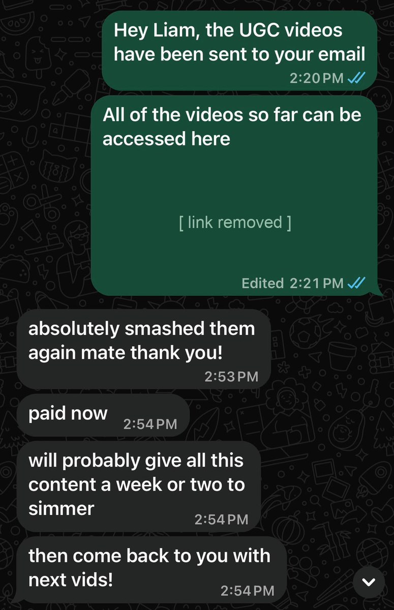 Client message reading absolutely smashed them again mate thank you, paid now